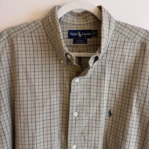 Mens Ralph Lauren Blake 100% Cotton LS Button Down XL EUC Green/Tan/Brown